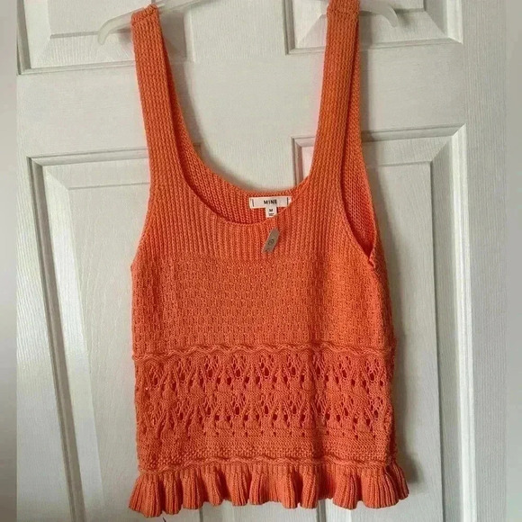 mine Tops - Orange crochet tank